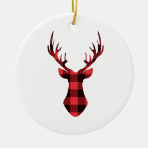 Buffalo Kariert Reindeer Weihnachten Keramik Ornament