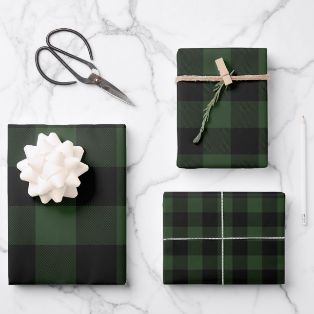 Buffalo Kariert Rob Roy Karo Grünes Kariertes Must Geschenkpapier Set (Vorderseite)