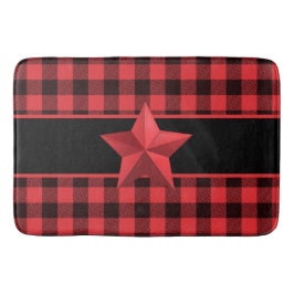 Buffalo Kariert rot/schwarz mit Red-Star-Design Badematte