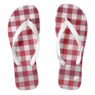 Buffalo Kariert Rot und Weiß Flip Flops