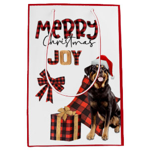 Buffalo Kariert Rottweiler Dog Weihnachten Mittlere Geschenktüte