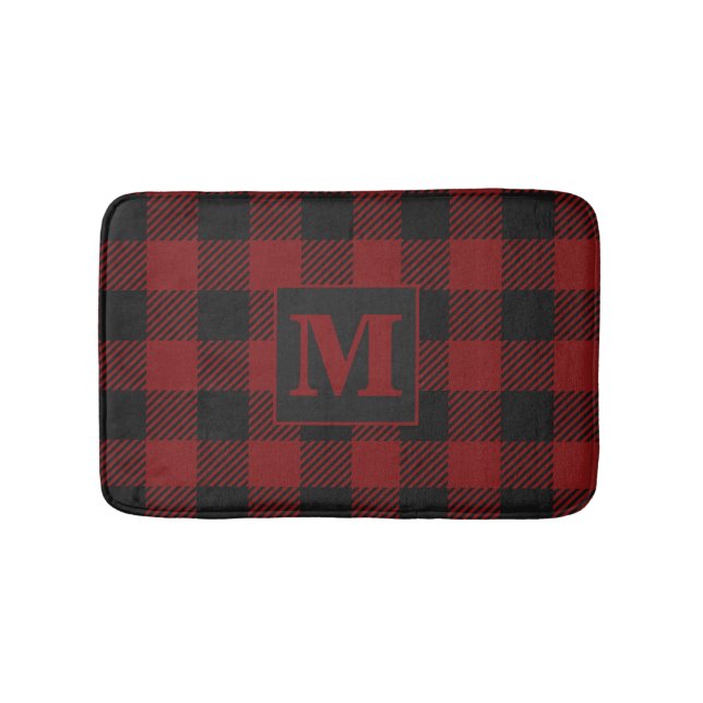 Buffalo Kariert Rustikal Country Monogram Badematte (Vorderseite)