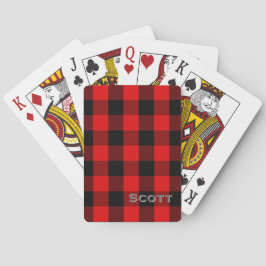 Buffalo Kariert Rustikal Red Black Custom Monogram Spielkarten