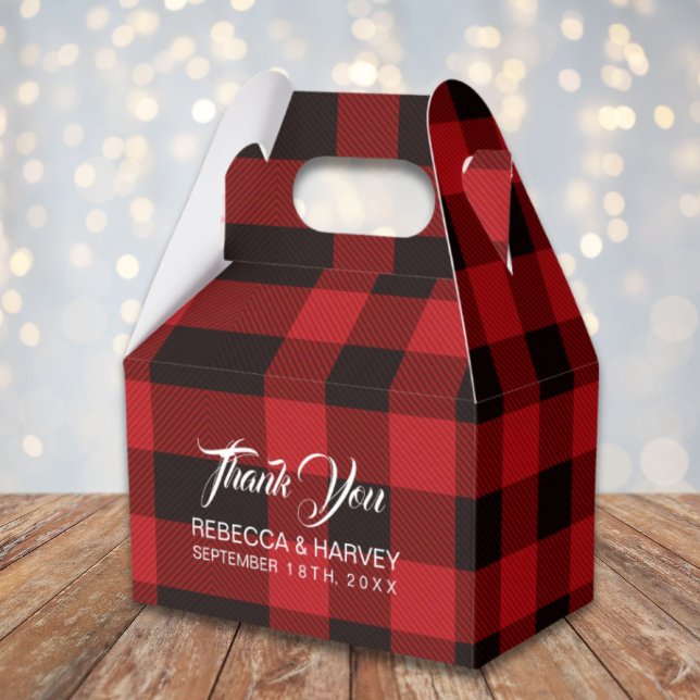 Buffalo kariert rustikale Winterhochzeit Gefallen Geschenkschachtel (buffalo plaid rustic winter wedding favor favor boxes)