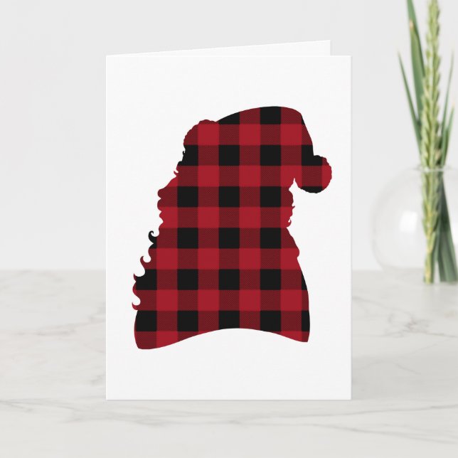 Buffalo Kariert Santa Silhouette Weihnachtskarte Feiertagskarte (Vorderseite)