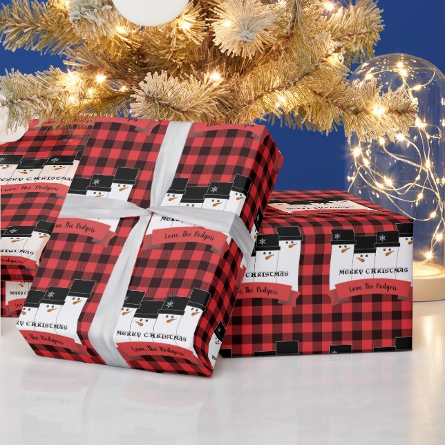 Buffalo Kariert Snowman Weihnachtswrapping Paper Geschenkpapier (Feiertage)