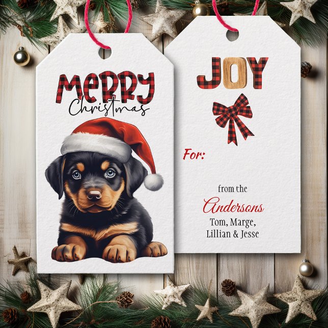 Buffalo Kariert Text Rottweiler Welpen Weihnachten Geschenkanhänger (Von Creator hochgeladen)