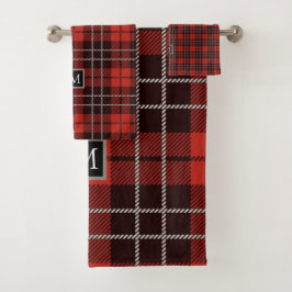 Buffalo Kariert Weihnachts Rotes Schwarzes Muster Badhandtuch Set
