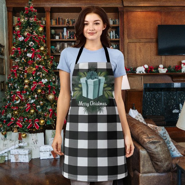 Buffalo Kariert Weihnachtsgeschenk | AQUAMARIN Schürze (Teal Buffalo Plaid Christmas Gift Apron)