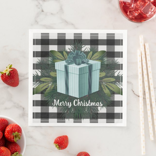 Buffalo Kariert Weihnachtsgeschenk | AQUAMARIN Serviette (Beispiel)