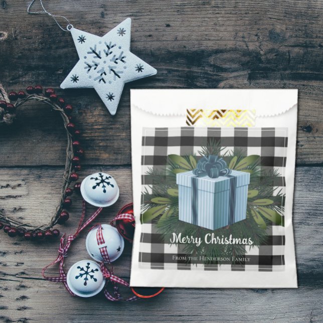 Buffalo Kariert Weihnachtsgeschenk | Blue Favor Ba Geschenktütchen (Buffalo Plaid Christmas Gift Favor Bag - Blue)