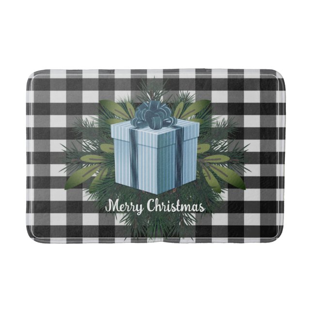 Buffalo Kariert Weihnachtsgeschenk | Blue Holiday Badematte (Vorderseite)