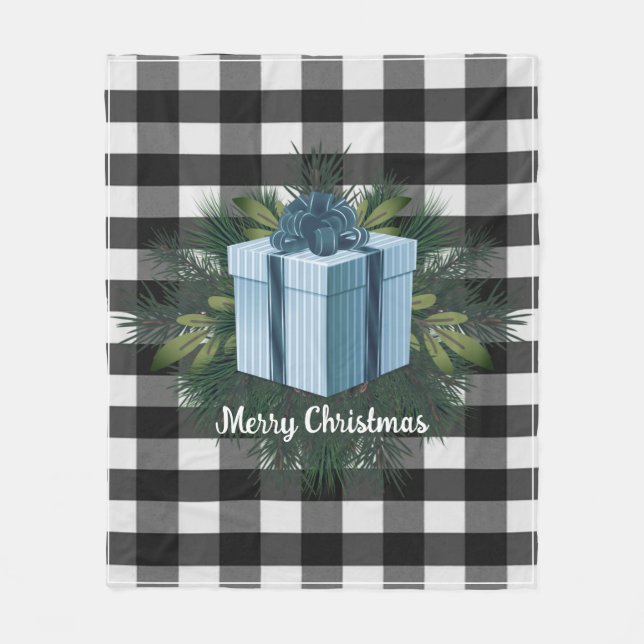 Buffalo Kariert Weihnachtsgeschenk | Blue Holiday Fleecedecke (Vorderseite)