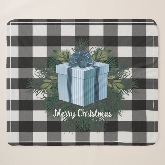 Buffalo Kariert Weihnachtsgeschenk | Blue Holiday Sherpadecke (Vorderseite (Horizontal))