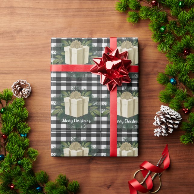 Buffalo Kariert Weihnachtsgeschenk | Gold Weihnach Geschenkpapier (Feiertagsgeschenk)