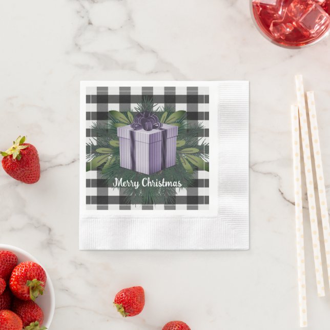 Buffalo Kariert Weihnachtsgeschenk | LILA Serviette (Beispiel)