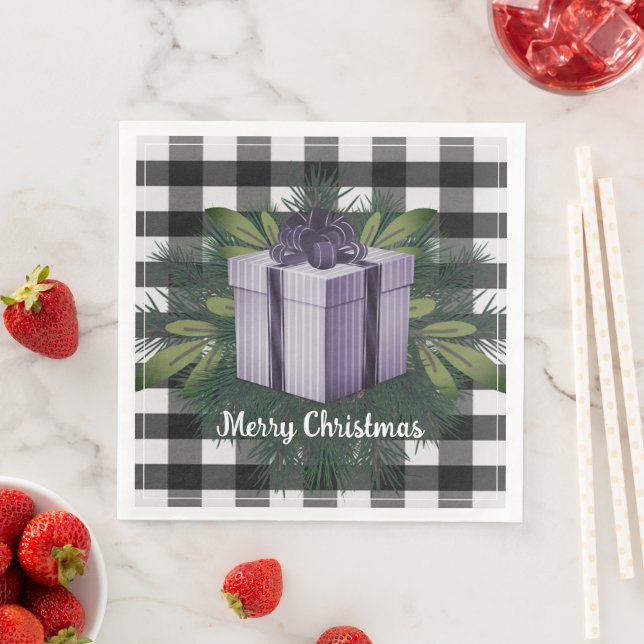 Buffalo Kariert Weihnachtsgeschenk | LILA Serviette (Beispiel)