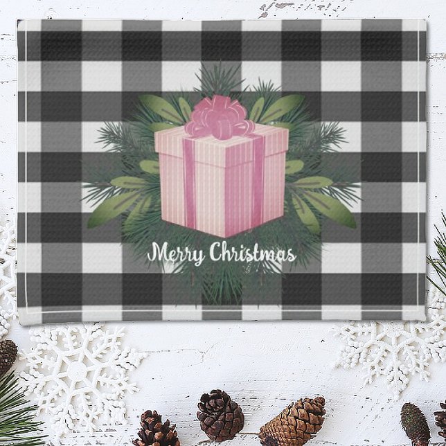 Buffalo Kariert Weihnachtsgeschenk | Pink Holiday Geschirrtuch (Pink Buffalo Plaid Christmas Gift Holiday Kitchen Towel)
