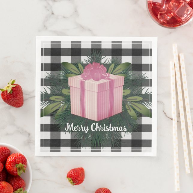 Buffalo Kariert Weihnachtsgeschenk | Rosa Serviette (Beispiel)
