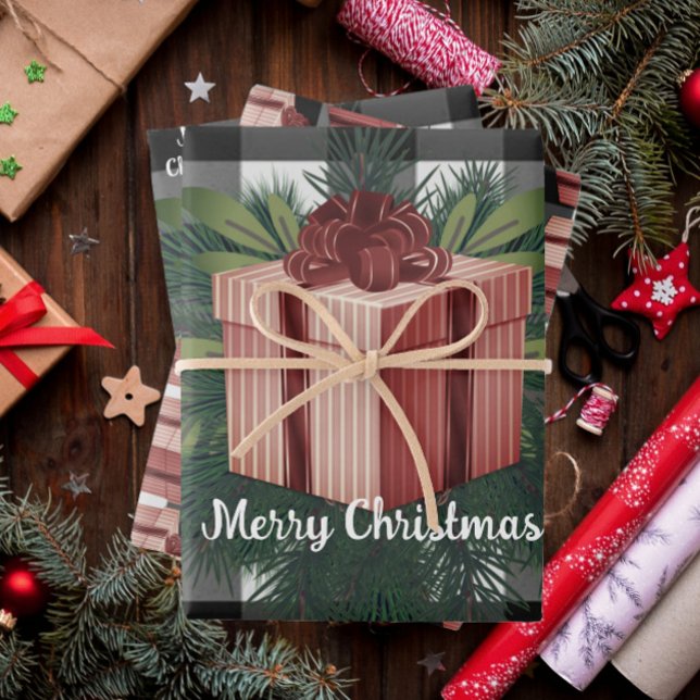 Buffalo Kariert Weihnachtsgeschenk | Rot Geschenkpapier Set (Red Buffalo Plaid Christmas Gift Wrapping Paper Sheets)