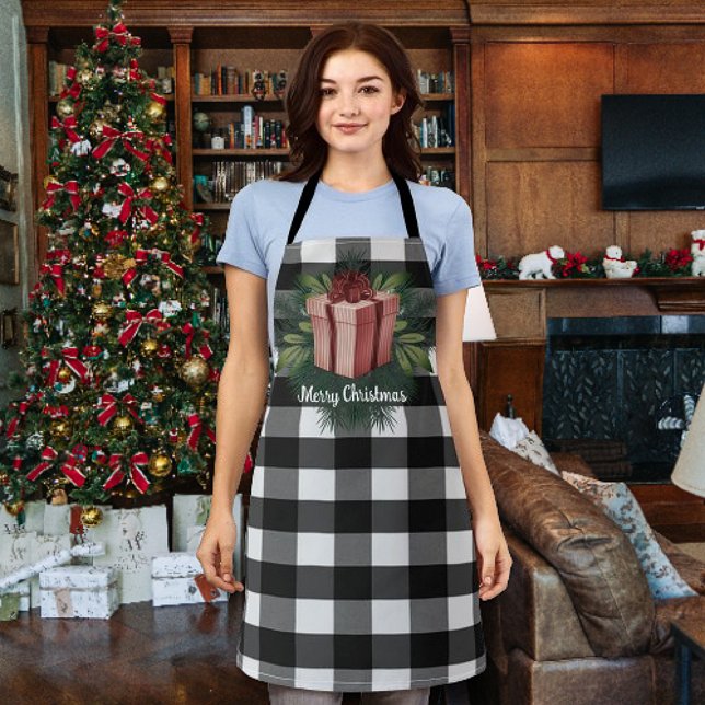 Buffalo Kariert Weihnachtsgeschenk | Rot Schürze (Red Buffalo Plaid Christmas Gift Apron)