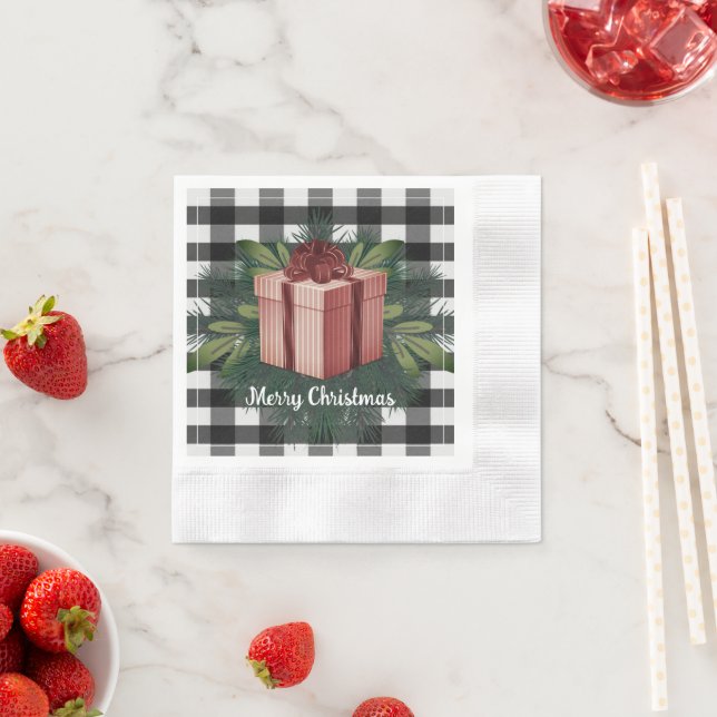 Buffalo Kariert Weihnachtsgeschenk | Rot Serviette (Beispiel)
