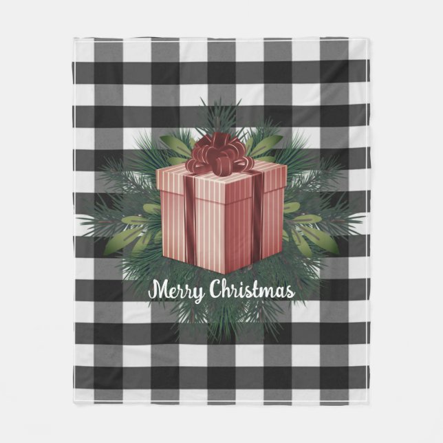 Buffalo Kariert Weihnachtsgeschenk | Roter Urlaub Fleecedecke (Vorderseite)