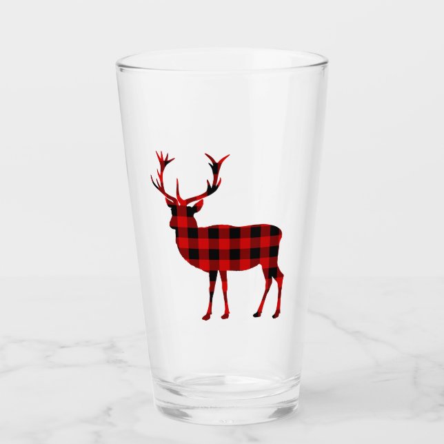 Buffalo Kariert Wild Stag oder Weihnachtsbaum Glas (Vorderseite)