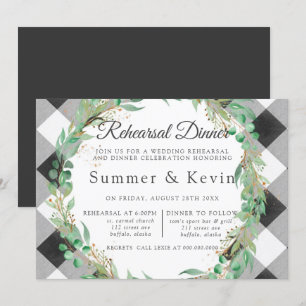 Buffalo Kariert Wreath Gold Probe Abendessen Einladung