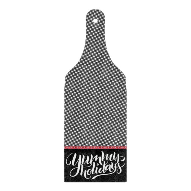 Buffalo Kariert Yummy Holidays Typografie Red Blac Schneidebrett (Vorderseite)