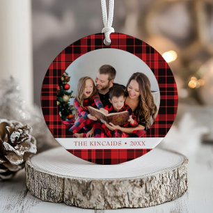 Buffalo Kariert Zwei Foto Weihnachtsdekoration Keramik Ornament