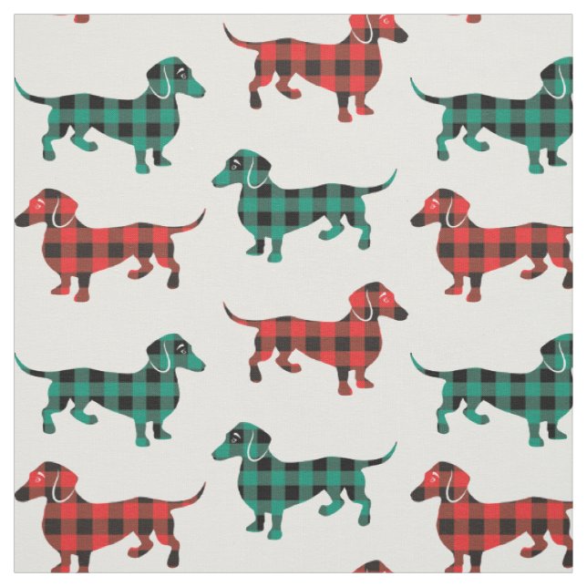 Buffalo Karierte Dackeln Weihnachtsfarben Stoff (Muster)
