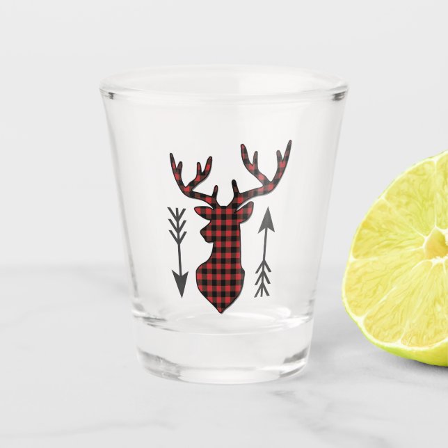 Buffalo Karierte Hirschkopfpfeile Schnapsglas (Vorderseite)