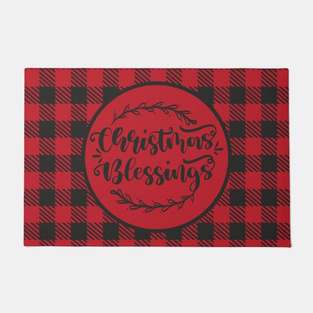 BUFFALO KARIERTE, ROTE UND SCHWARZE CHRISTMAS GREE FUßMATTE (Vorderseite)