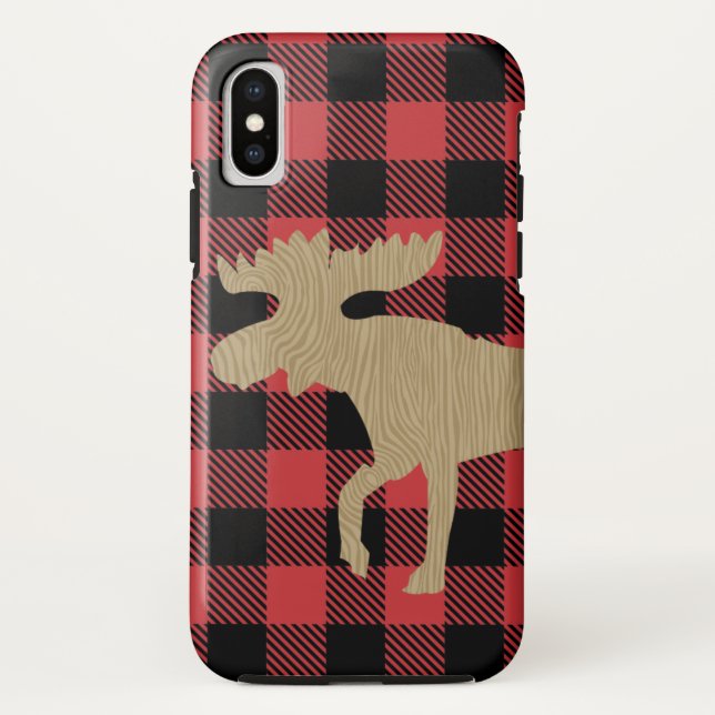 Buffalo Karierte Rustikale Elch Camping Handy Case (Rückseite)
