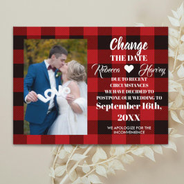 Buffalo karierte rustikale Hochzeit ändern das Dat Ankündigungspostkarte