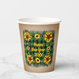 Buffalo Karierte Sonnenblumen Frohes Neues Jahr 20 Pappbecher