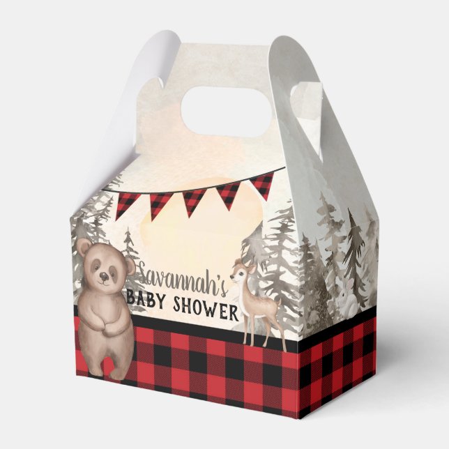 Buffalo Karierte Waldtiere Kinderdusche Geschenkschachtel (Vorderseite)