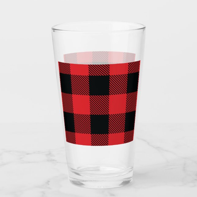 Buffalo Karierte Weihnachten Rot und Schwarzer Kar Glas (Vorderseite)