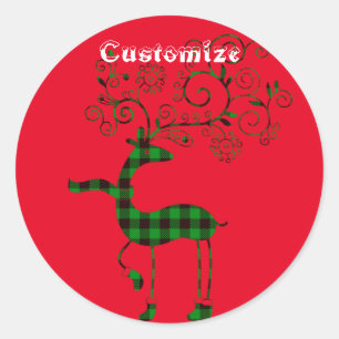Buffalo Karierte Weihnachtsbaum Thunder_Cove Runder Aufkleber