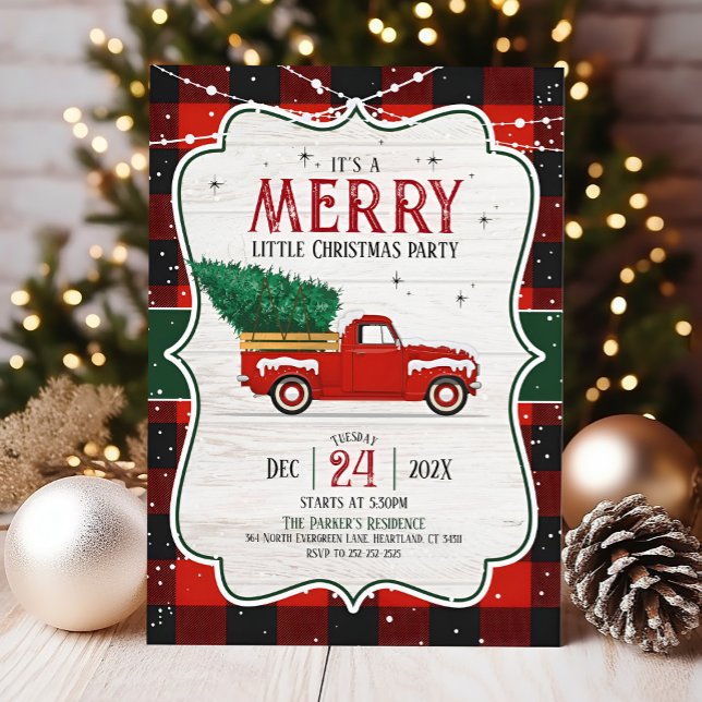 Buffalo Karierte Weihnachtsfeier Party Einladung (Buffalo Plaid Merry Christmas Party invitation)