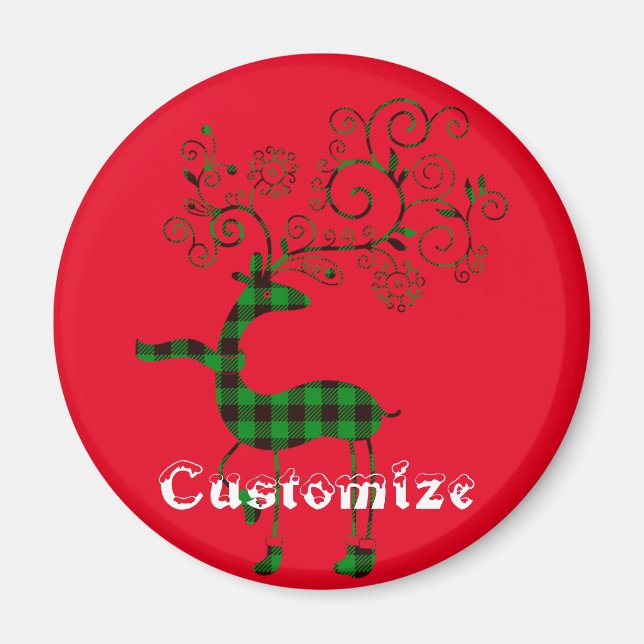 Buffalo Karierte Weihnachtsferd Thunder_Cove Magnet (Vorne)