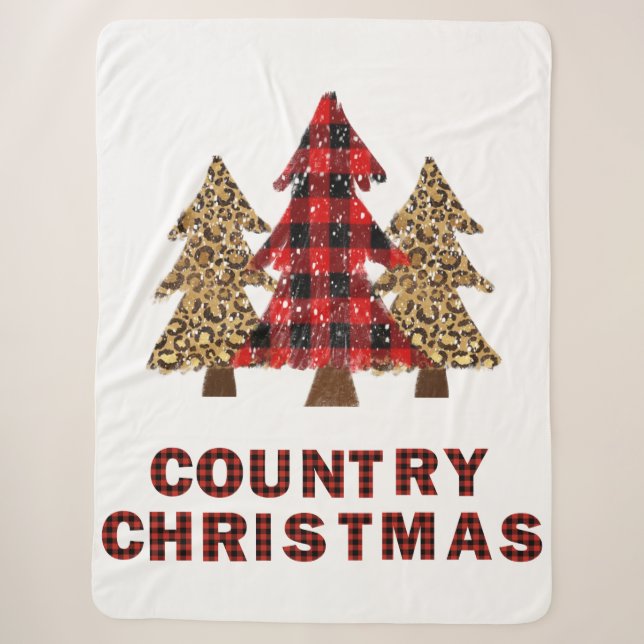 Buffalo Karierten Weihnachtsbaum Sherpa Blanket Sherpadecke (Vorderseite)