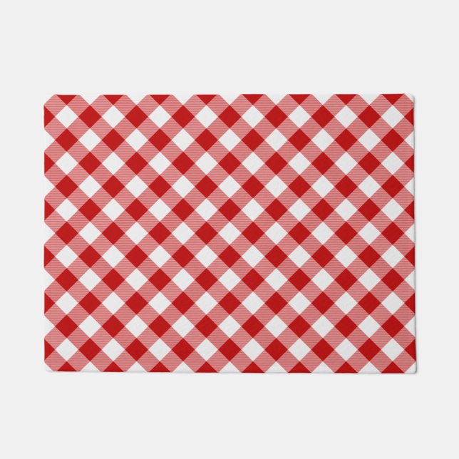 Buffalo Karierter Karo Rot Weiß Fußmatte (Vorderseite)