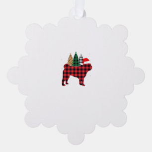Buffalo Karierter Mops Dog Tree Leopard Weihnachts Ornament Karte