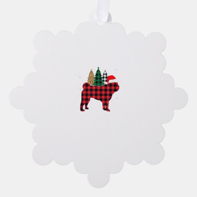 Buffalo Karierter Mops Dog Tree Leopard Weihnachts Ornament Karte (Vorderseite)