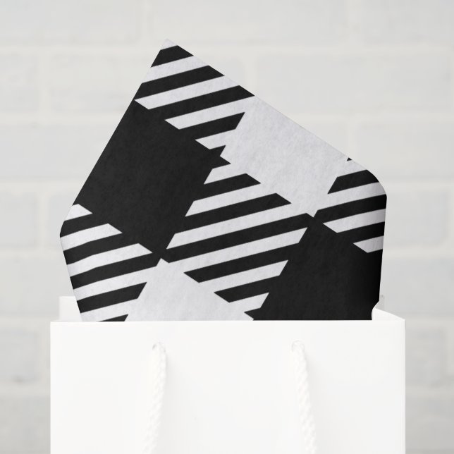 Buffalo Karierter Schwarz-weißer klassischer Chic  Seidenpapier (Geschenk Tasche)