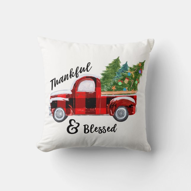 Buffalo Karierter Weihnachtswagen Kissen (Vorderseite)