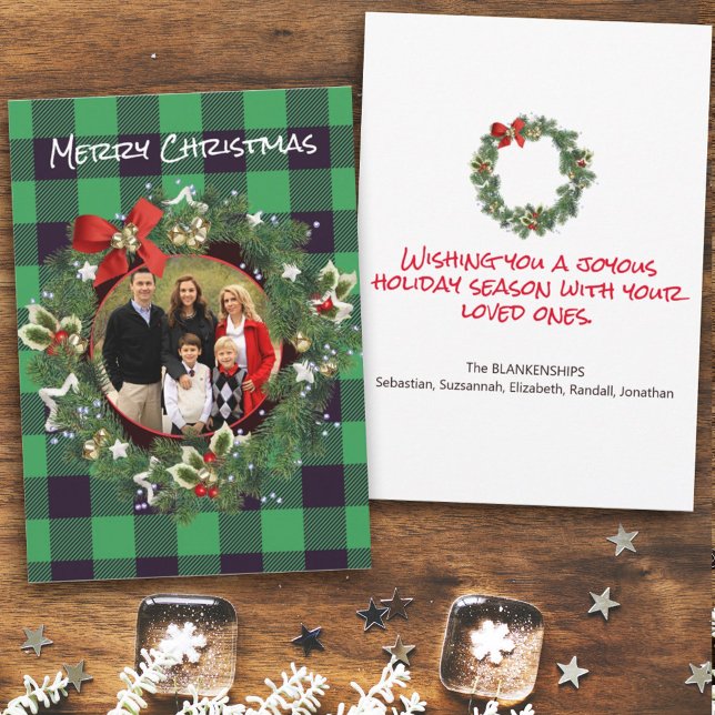 Buffalo Kariertes Custom Foto Weihnachtsfeiertag Feiertagskarte (Von Creator hochgeladen)