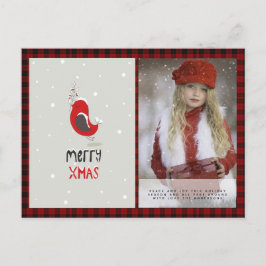 Buffalo Kariertes Foto Xmas Neujahr Folkart Red Ro Postkarte